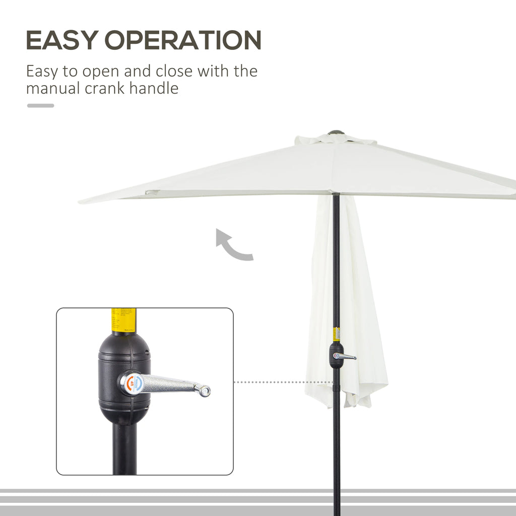 Halfronde Tuinparasol met Zwengel – Buiten Parasol 269 × 138 × 236 cm