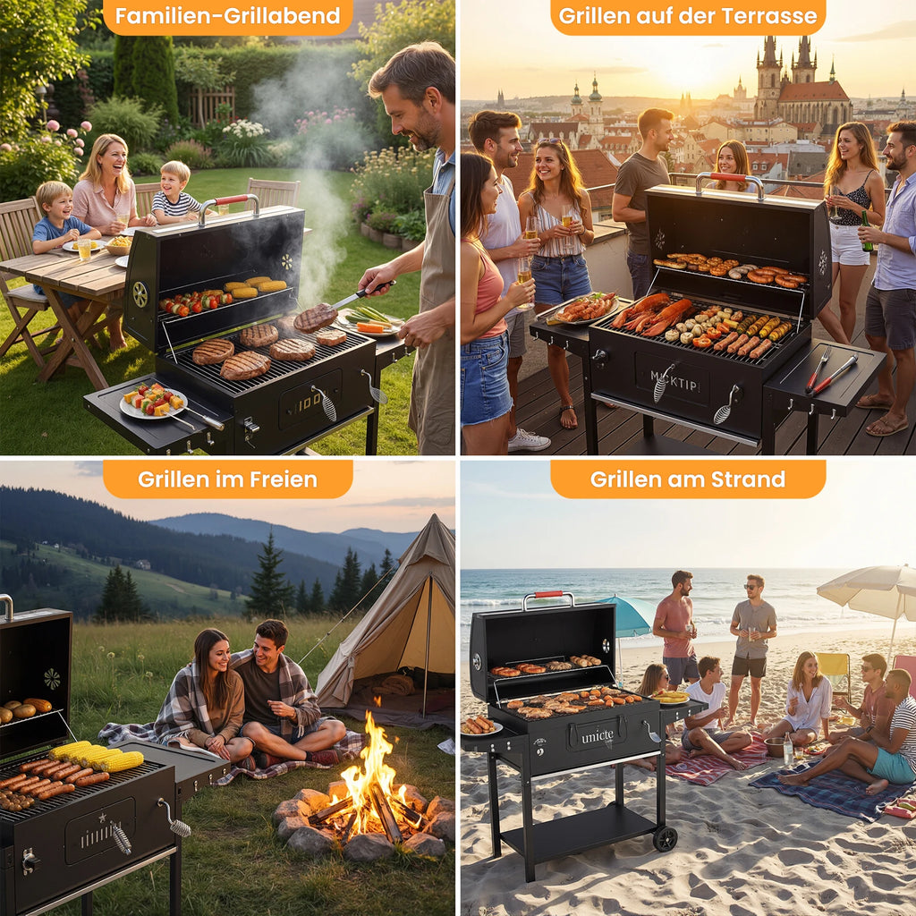 Devoko Houtskool BBQ Grill met Trolley – 71 × 42,5 cm Tuinbarbecue - 
Gratis verzending in Nederland