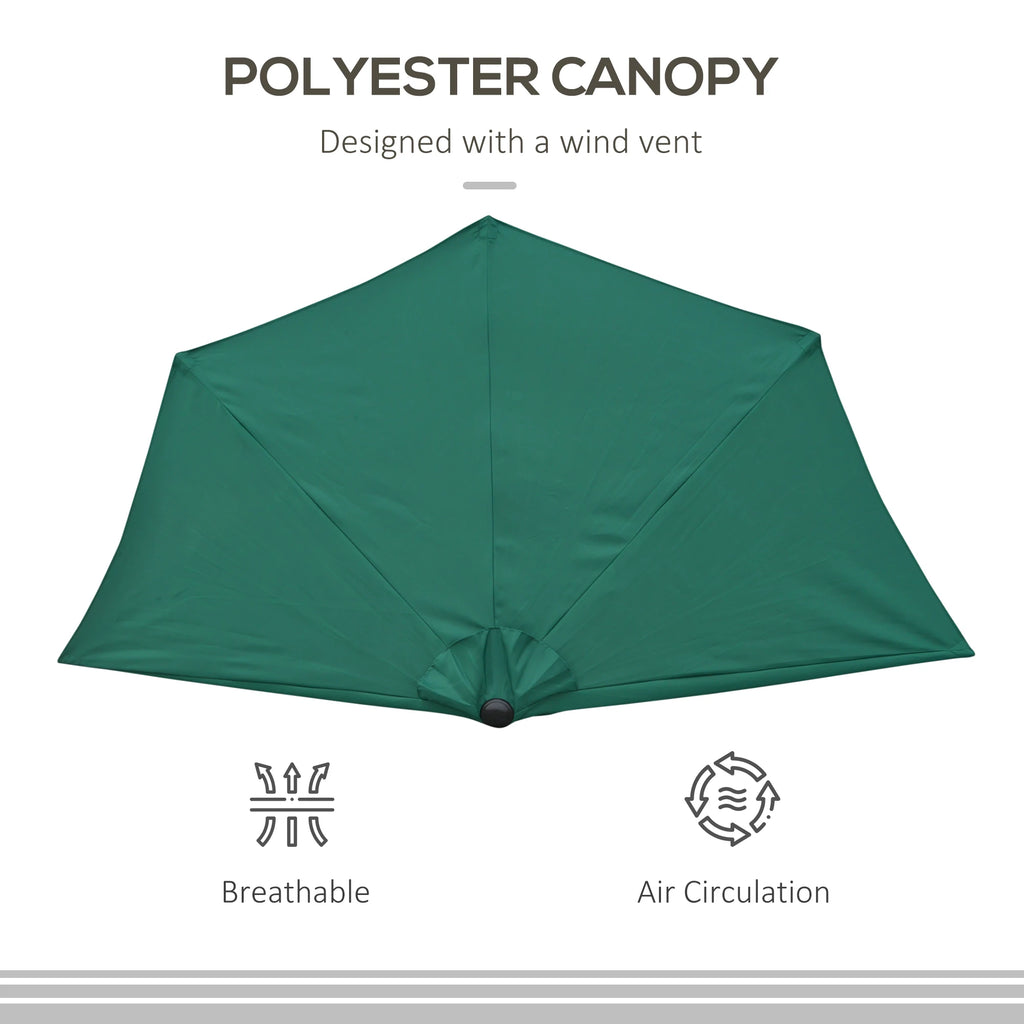 Halfronde Tuinparasol met Zwengel – Buiten Parasol 269 × 138 × 236 cm