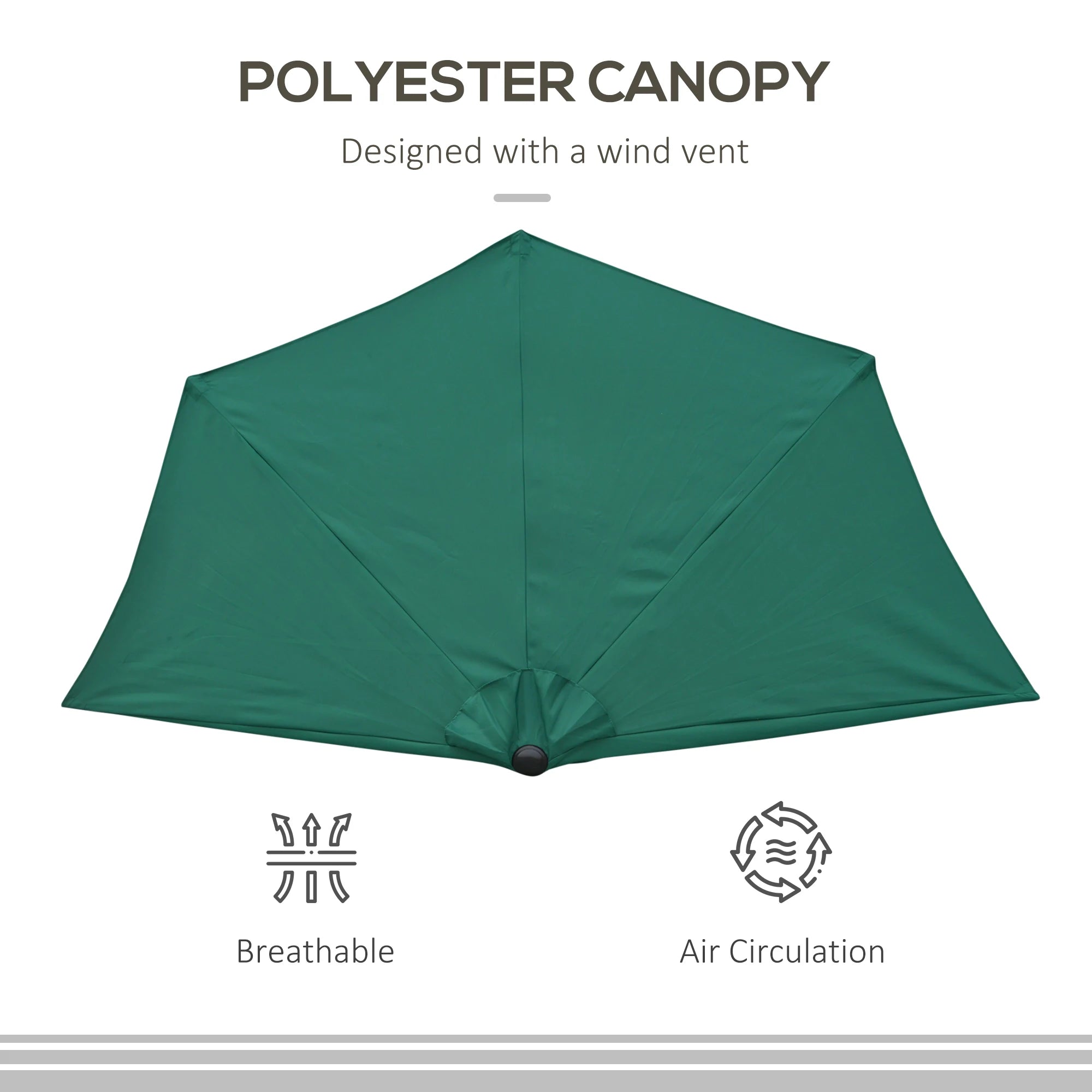 Halfronde Tuinparasol met Zwengel – Buiten Parasol 269 × 138 × 236 cm