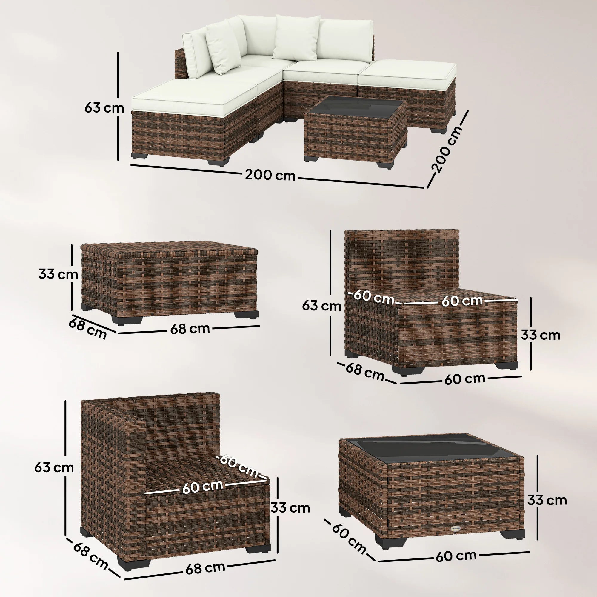 Rotan tuinset 6-delig met comfortabele kussens - Gratis verzending in Nederland