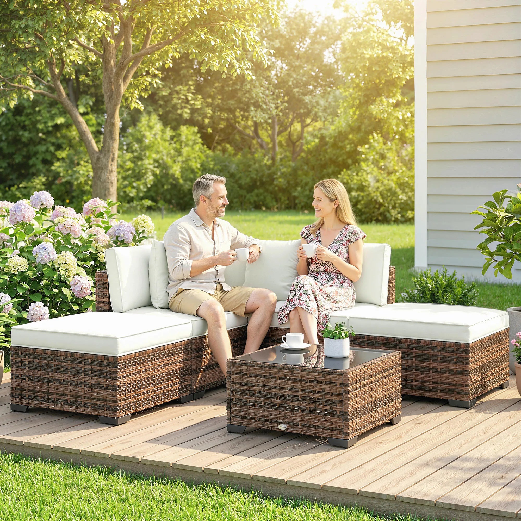 Rotan tuinset 6-delig met comfortabele kussens - Gratis verzending in Nederland