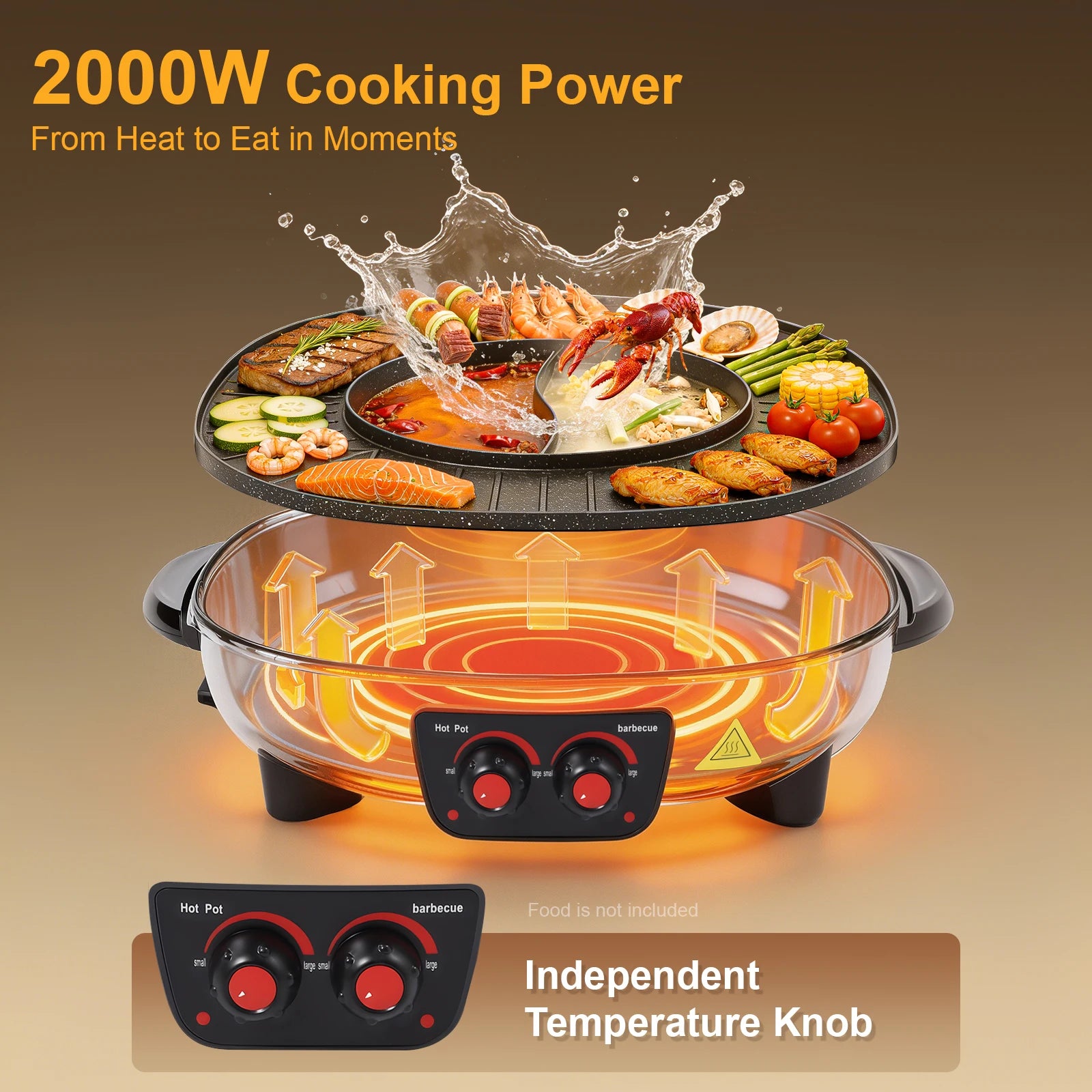 2000W Elektrische 2-in-1 Grill & Hotpot – Antiaanbak BBQ met Onafhankelijke Temperatuurregeling -
Gratis verzending in Nederland