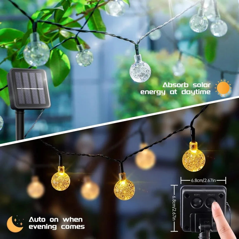 Solar Globe Lichtketting – Waterdichte LED Sfeerverlichting met 8 Modi, 4 Kleuren - 
Gratis verzending in Nederland