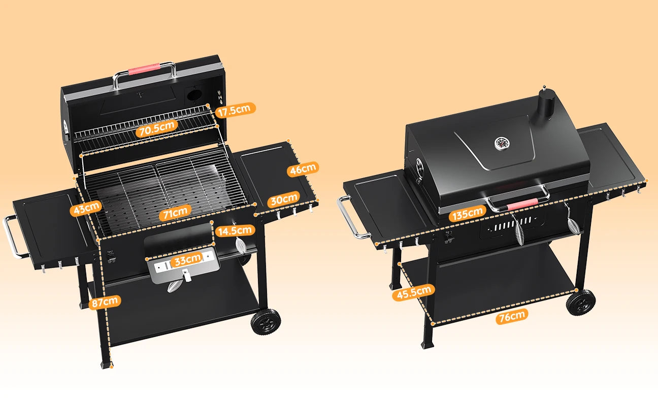 Devoko Houtskool BBQ Grill met Trolley – 71 × 42,5 cm Tuinbarbecue - 
Gratis verzending in Nederland