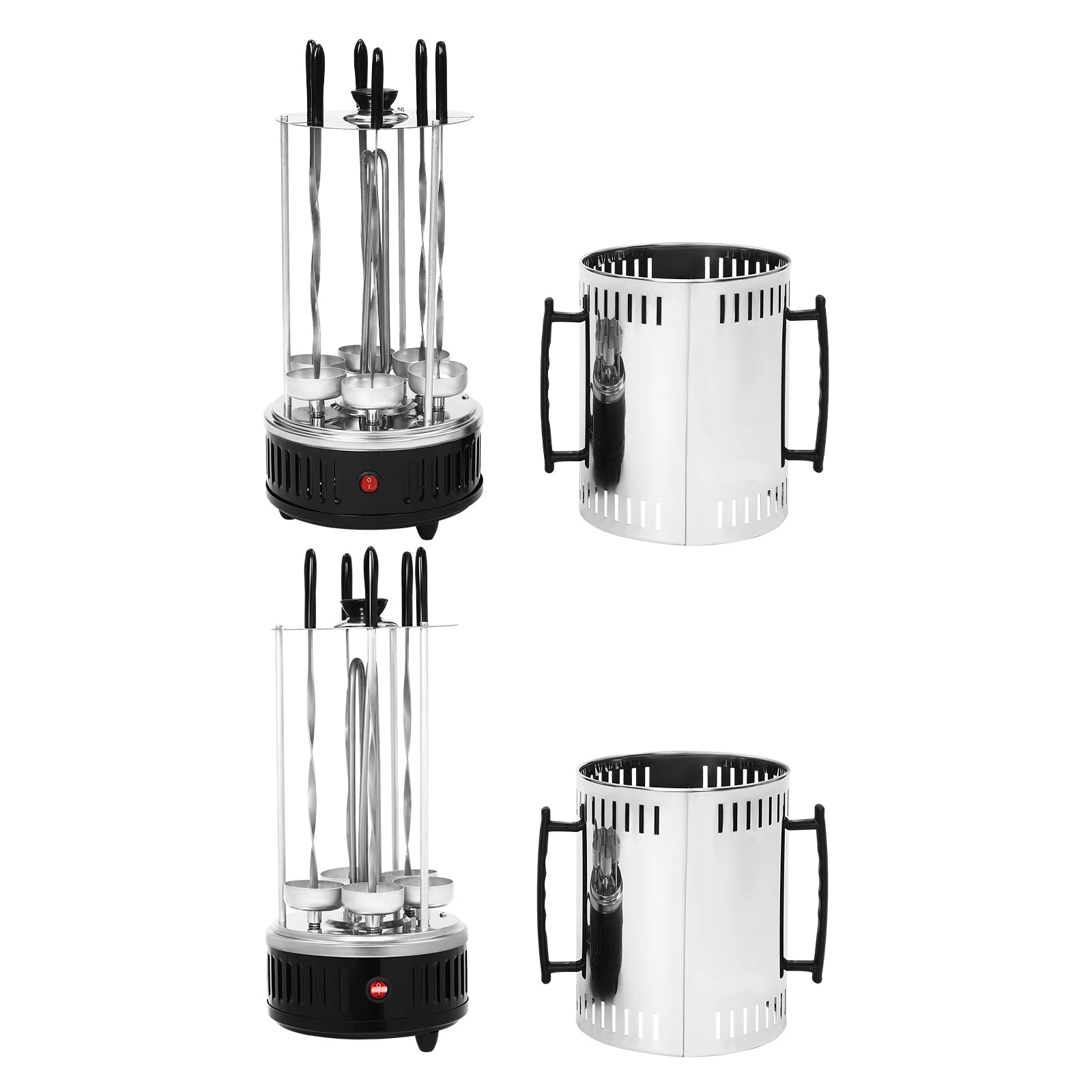 1000W verticale elektrische grill RVS – met rotisserie & 6 spiesen, rookvrij BBQ’en thuis 
Gratis verzending in Nederland.
