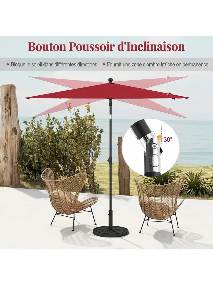 Rechthoekige Patio Parasol – 213 × 140 cm Zonwering voor Balkon en Terras - 
Gratis verzending in Nederland