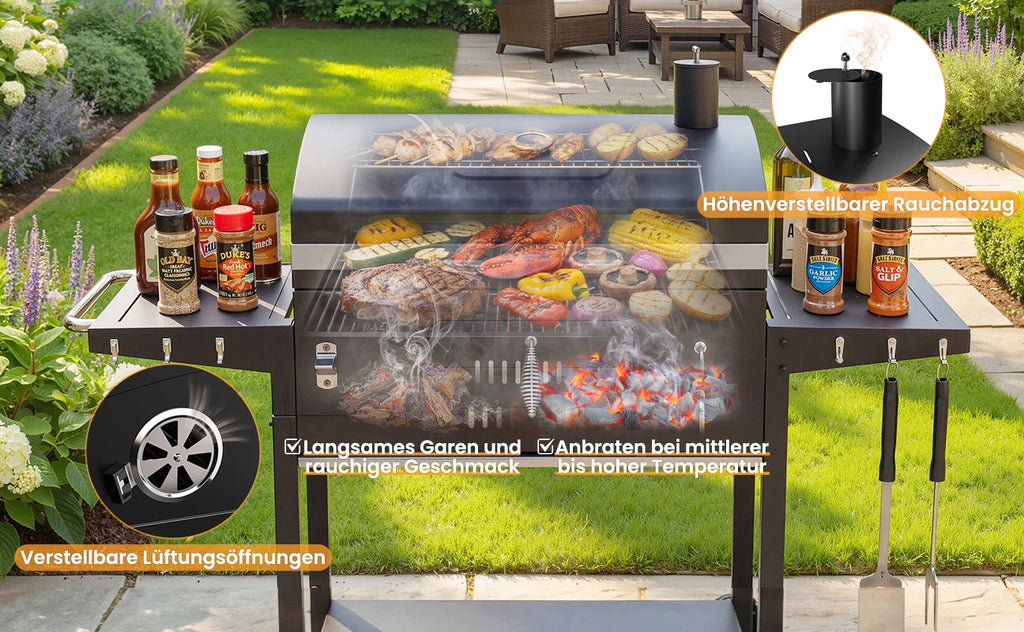 Devoko Houtskool BBQ Grill met Trolley – 71 × 42,5 cm Tuinbarbecue - 
Gratis verzending in Nederland