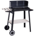 Outsunny Houtskool BBQ Grill – Verstelbare Hoogte met Zijplanken en Wielen (83 × 37 × 87 cm) - 
Gratis verzending in Nederland