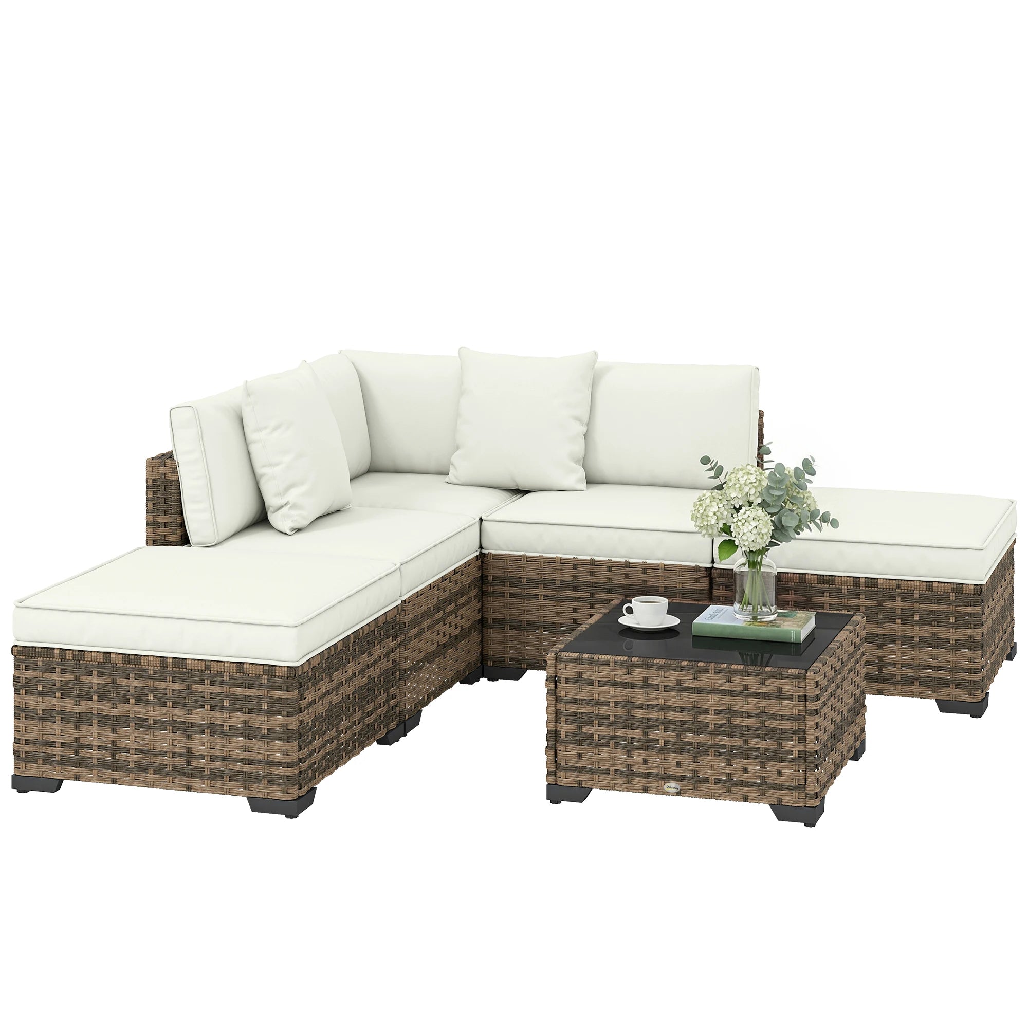 Rotan tuinset 6-delig met comfortabele kussens - Gratis verzending in Nederland