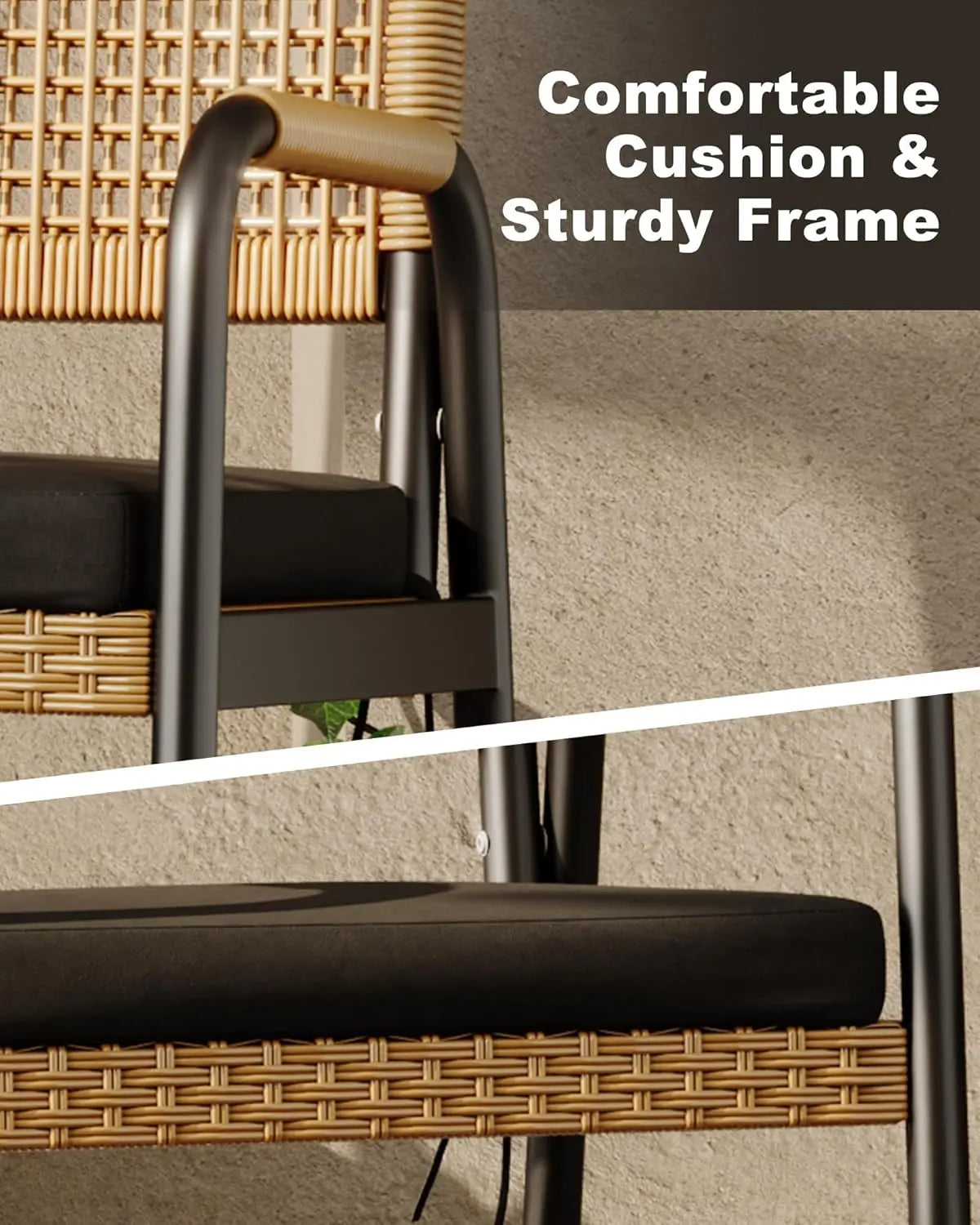 2-delige Rattan Tuinstoelen Set – Weerbestendige Balkon Stoelen met Metalen Frame (52,5 × 58 × 84 cm) - 
Gratis verzending in Nederland