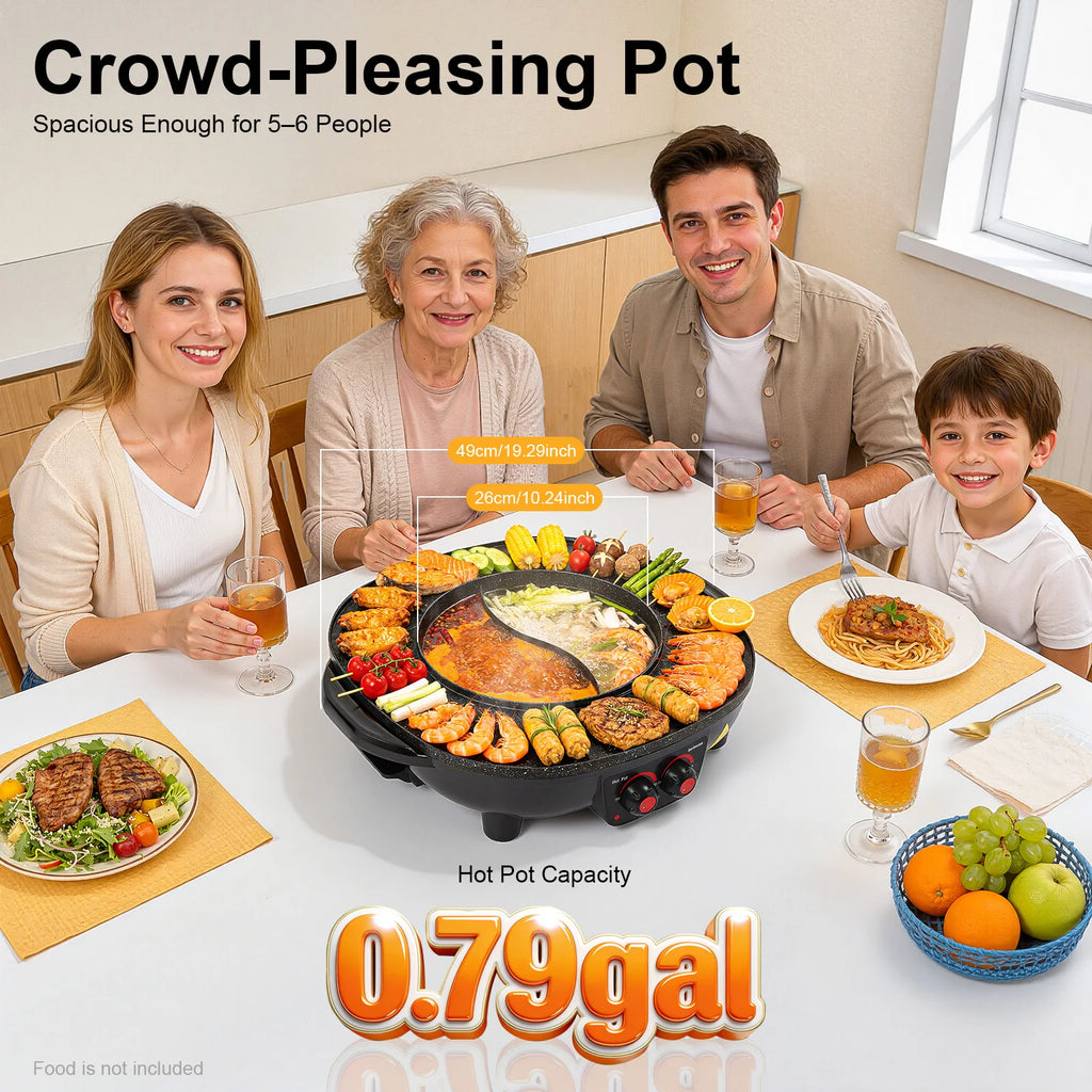 2000W Elektrische 2-in-1 Grill & Hotpot – Antiaanbak BBQ met Onafhankelijke Temperatuurregeling -
Gratis verzending in Nederland