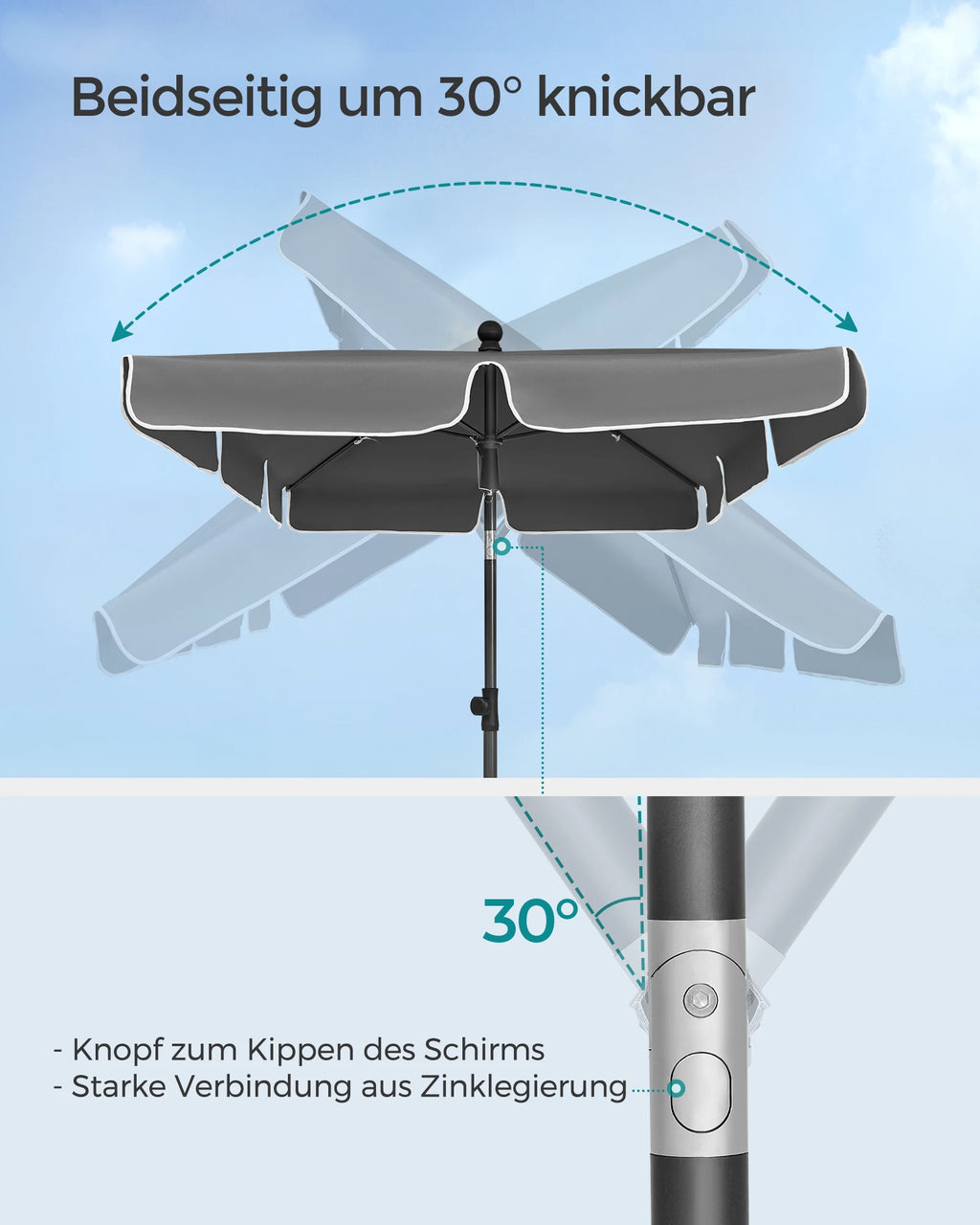 Balkon Parasol – Zonwering UPF 50+ met Opbergtas (Zonder Voet) - 
Gratis verzending in Nederland