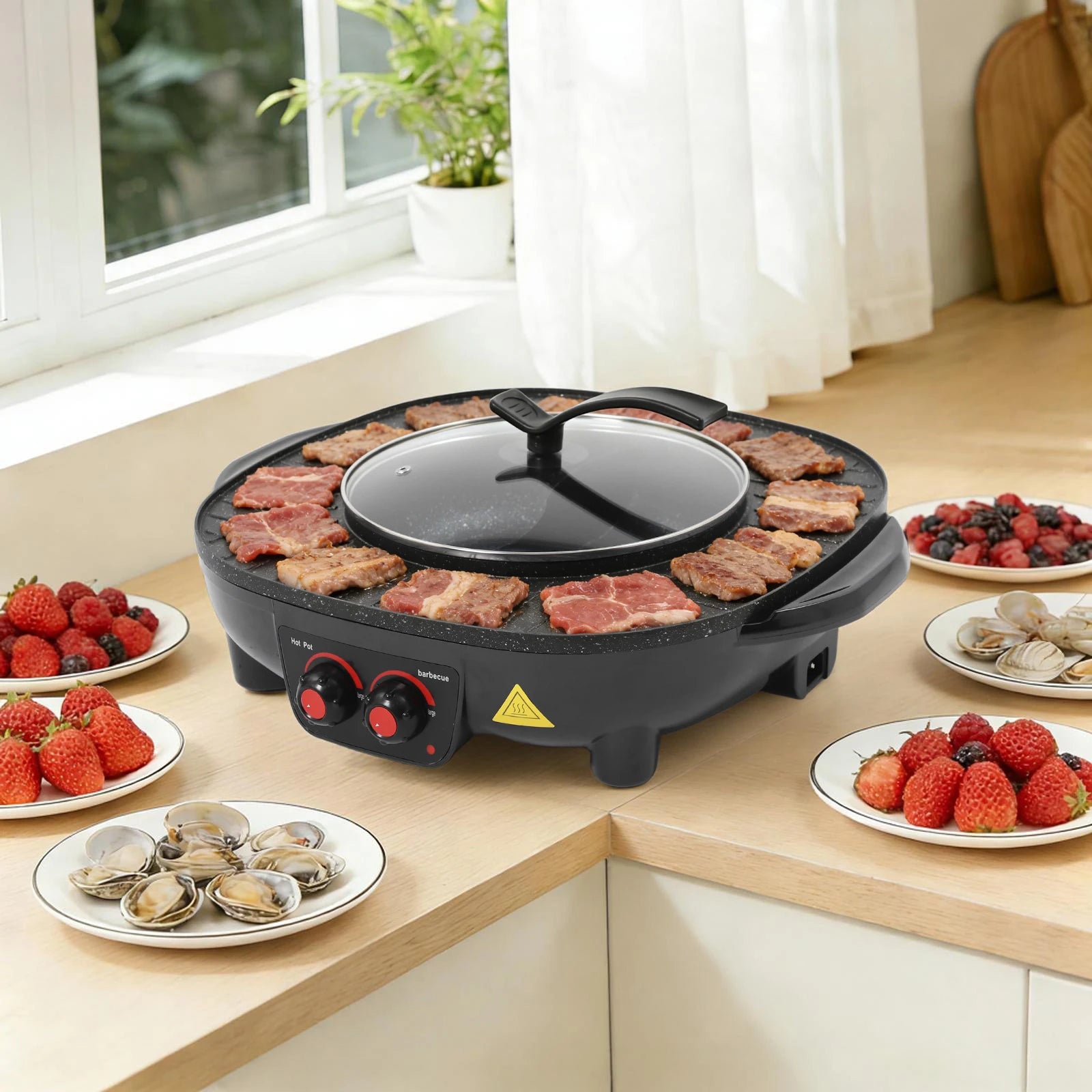 2000W Elektrische 2-in-1 Grill & Hotpot – Antiaanbak BBQ met Onafhankelijke Temperatuurregeling -
Gratis verzending in Nederland