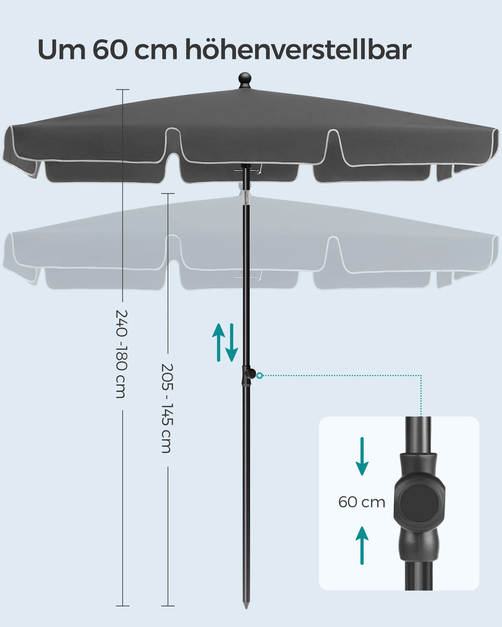 Balkon Parasol – Zonwering UPF 50+ met Opbergtas (Zonder Voet) - 
Gratis verzending in Nederland
