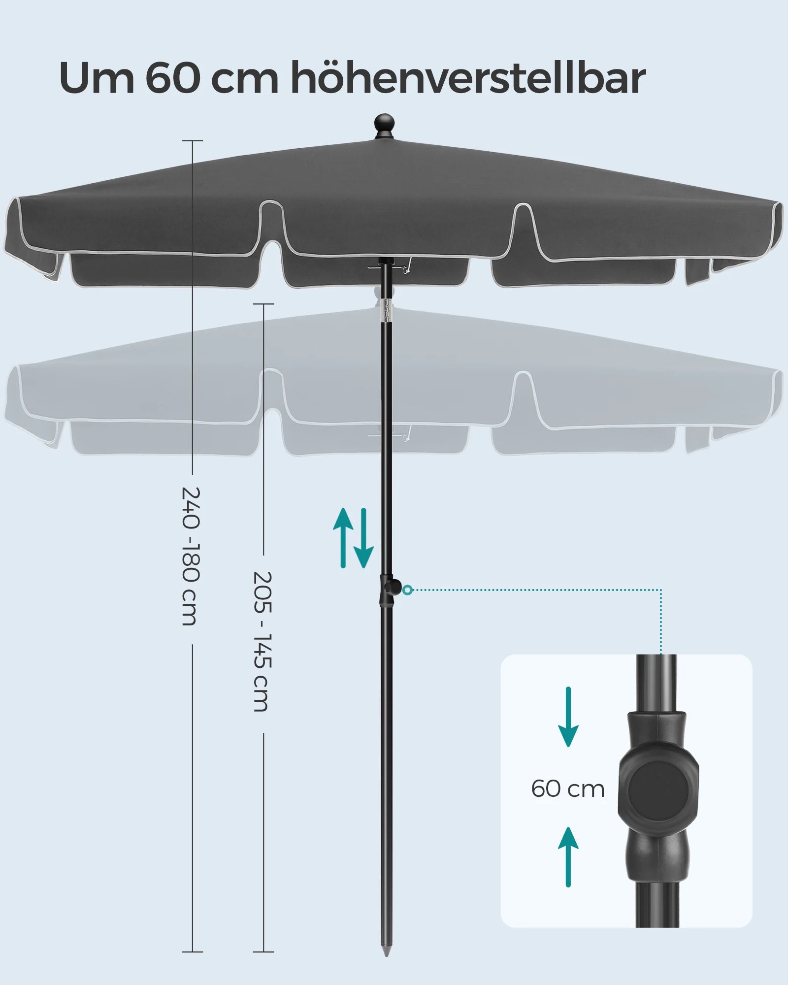 Balkon Parasol – Zonwering UPF 50+ met Opbergtas (Zonder Voet) - 
Gratis verzending in Nederland