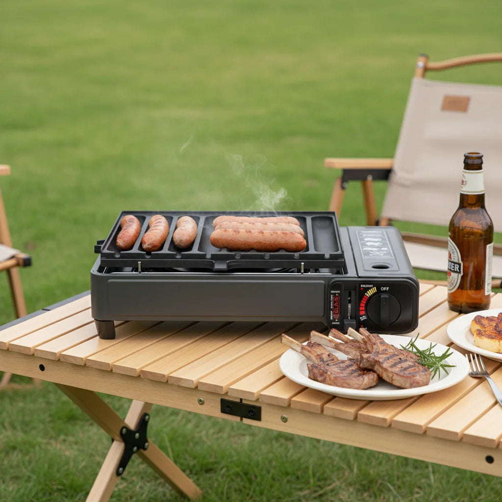 Tafelmodel Gas BBQ – 42 × 26 × 11 cm Draagbare en Demonteerbare Gasbarbecue - 
Gratis verzending in Nederland