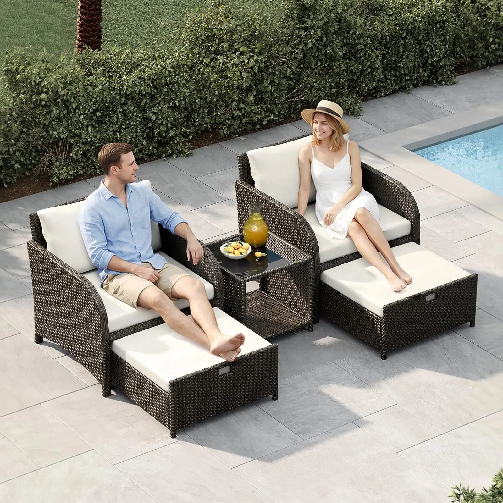 5-delige Rattan Tuinmeubelset - 
Gratis verzending in Nederland