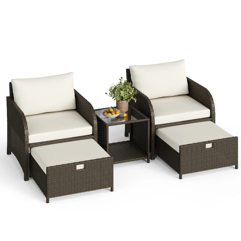 5-delige Rattan Tuinmeubelset - 
Gratis verzending in Nederland