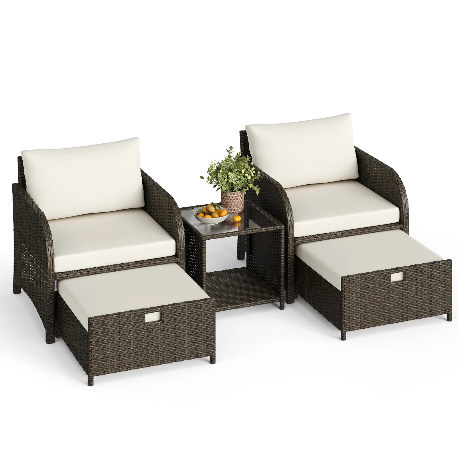 5-delige Rattan Tuinmeubelset - 
Gratis verzending in Nederland