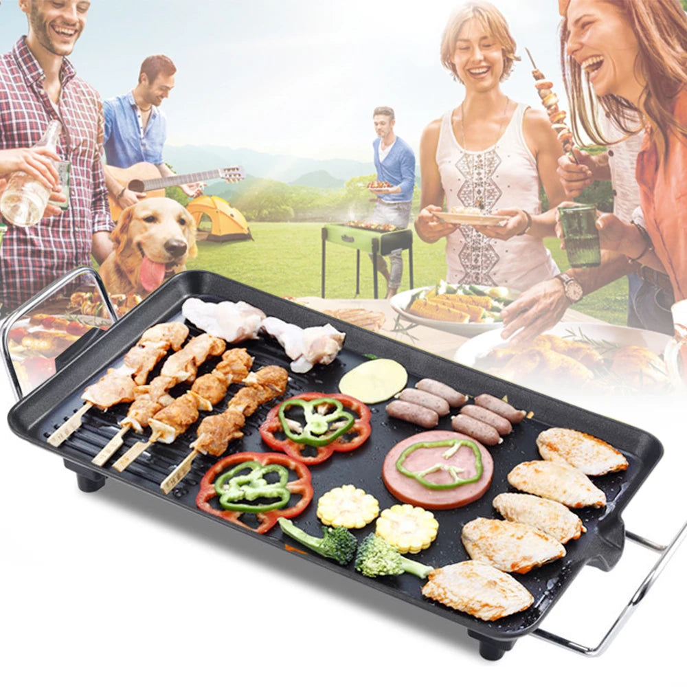 Rechthoekige Elektrische BBQ Grill – 40 × 24 cm Bakplaat voor Binnen en Buiten - 
Gratis verzending in Nederland